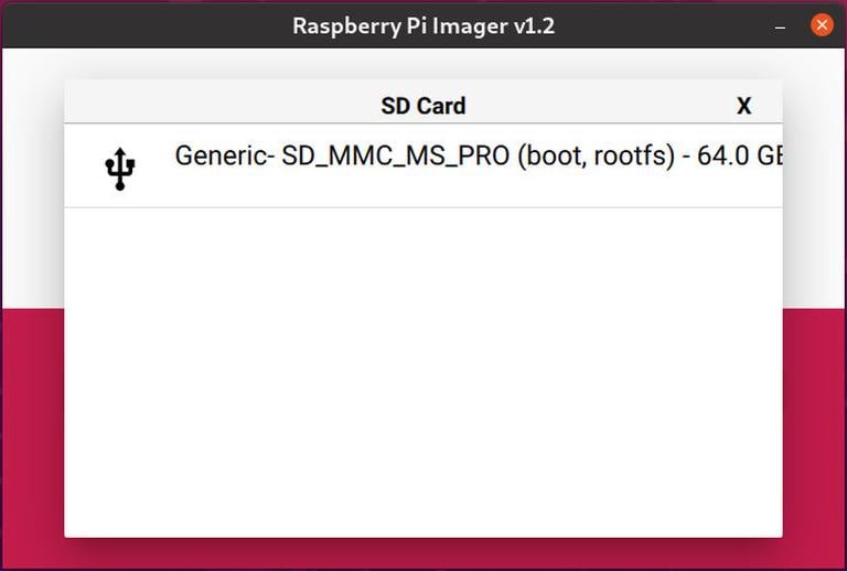 Выберите SD-карту