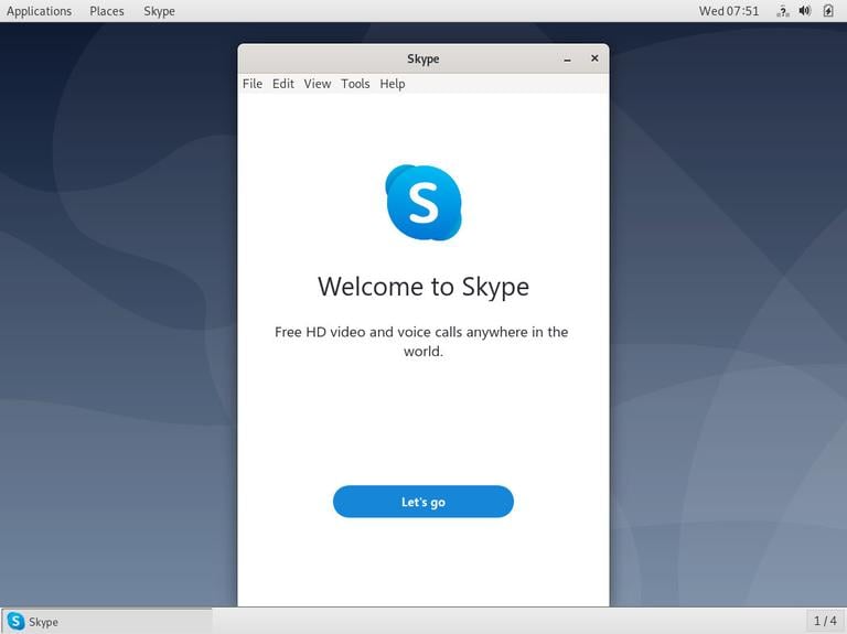 Окно Debian Skype