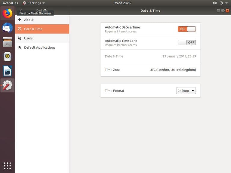 Дата и время Ubuntu