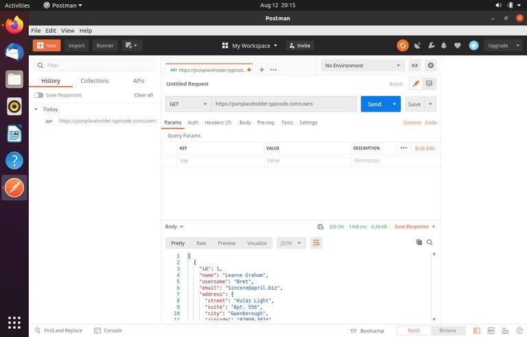 Пример Ubuntu Postman