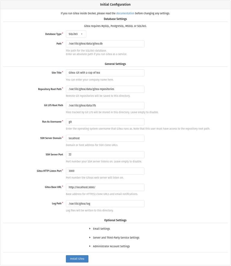Установка Gitea