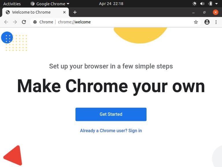 Приветственная страница Ubuntu Google Chrome