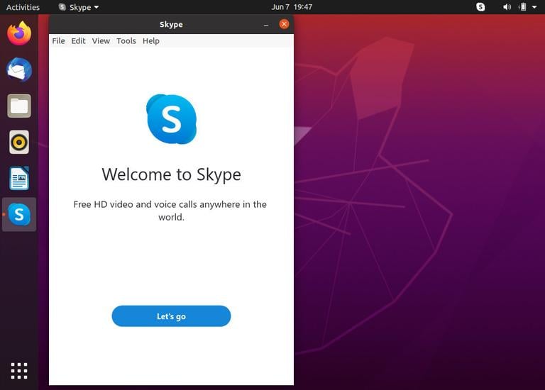 Окно Ubuntu Skype
