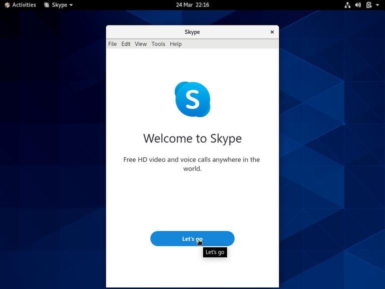 Окно CentOS Skype