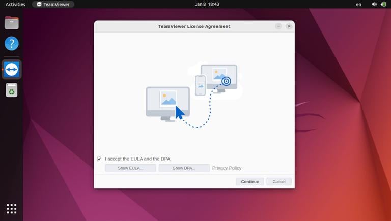 Запуск Ubuntu TeamViewer