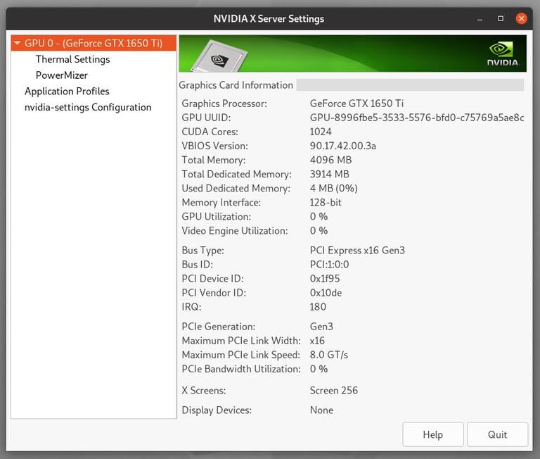 Настройки Ubuntu NVIDIA