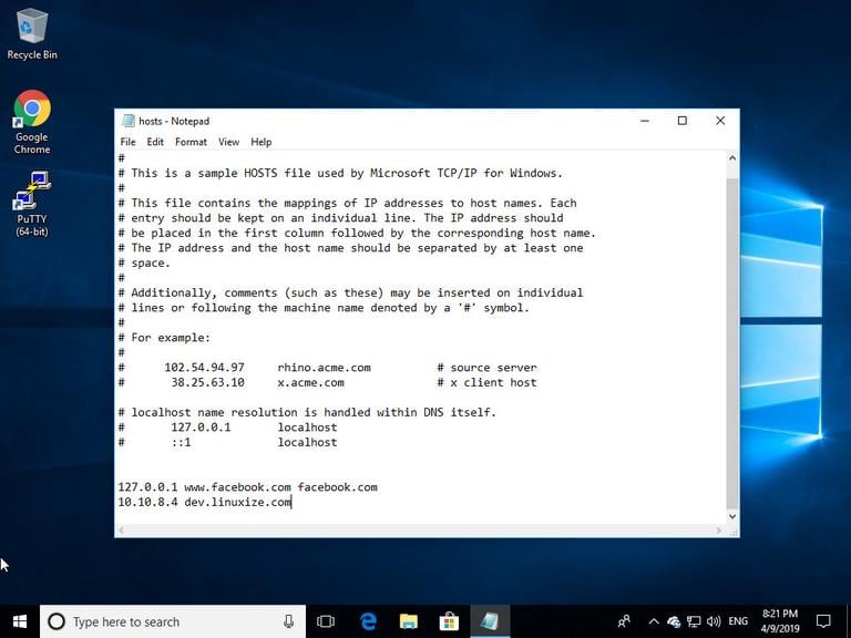 Файл хостов Windows