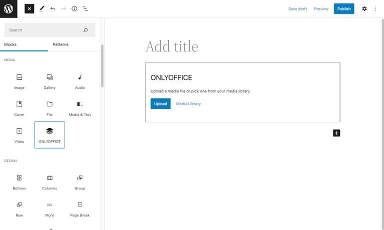 добавление блока onlyoffice в пост WordPress