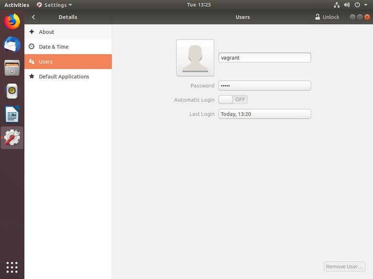 Окно пользователей Ubuntu