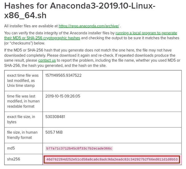 Хеш установщика CentOS Anaconda