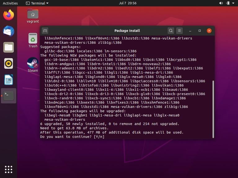 Установочные пакеты Ubuntu Steam