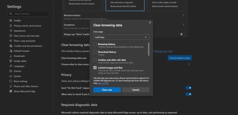 удалить кэш