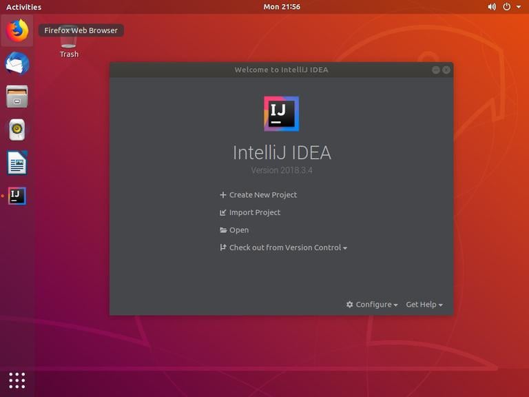 Новый проект Ubuntu IntelliJ IDEA