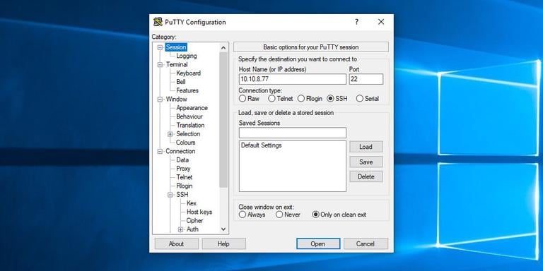 Запустить Putty
