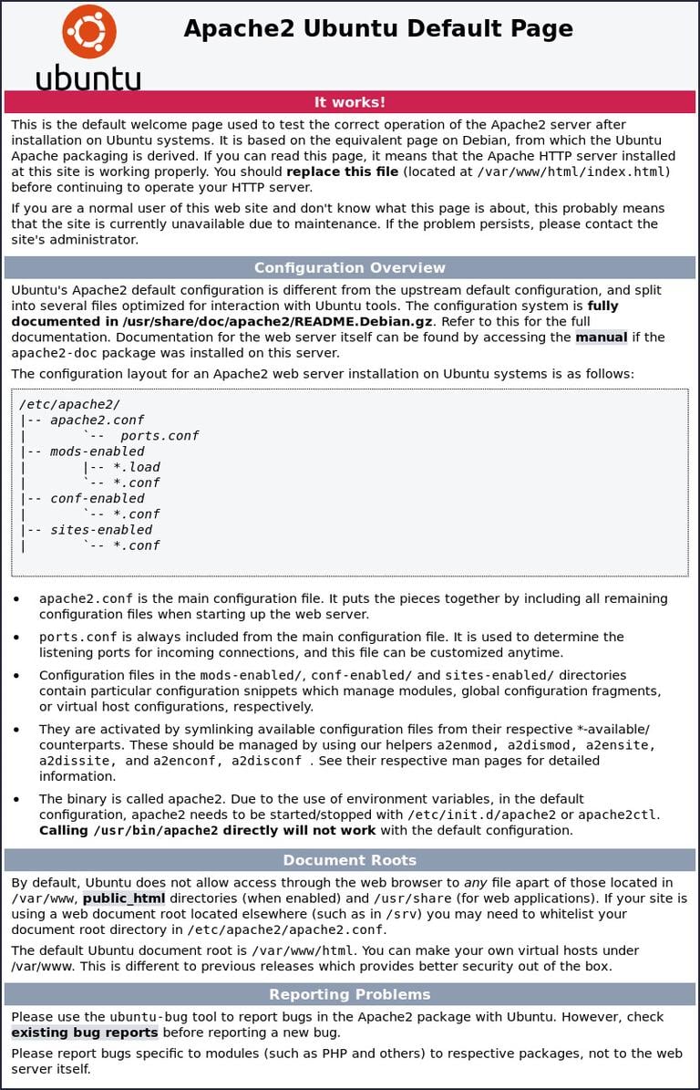 Приветственная страница Apache