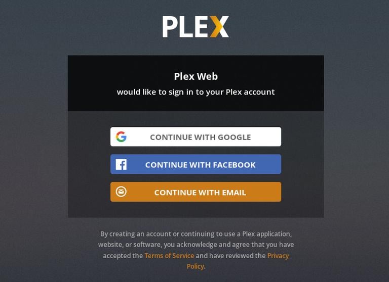 Войти в Plex Media Server