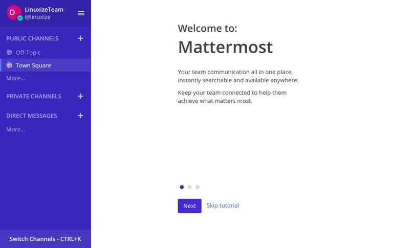 Панель управления Mattermost
