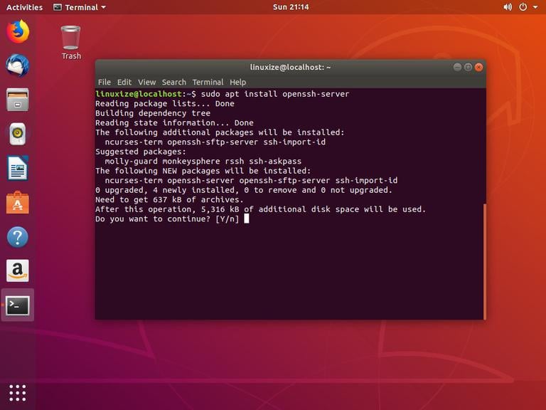 установка Ubuntu SSH