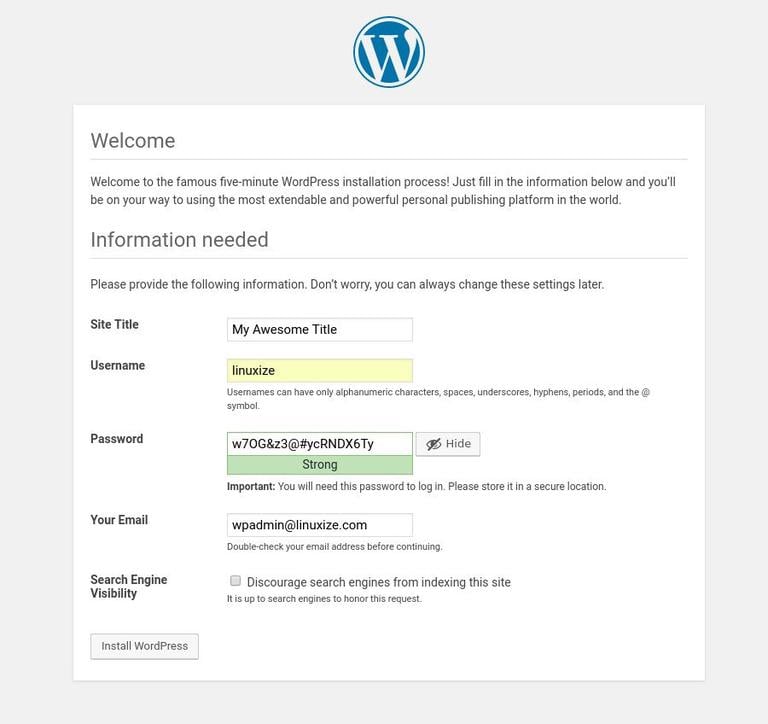 Установка WordPress приветствуется