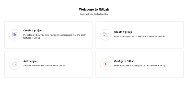 Приветственная страница GitLab