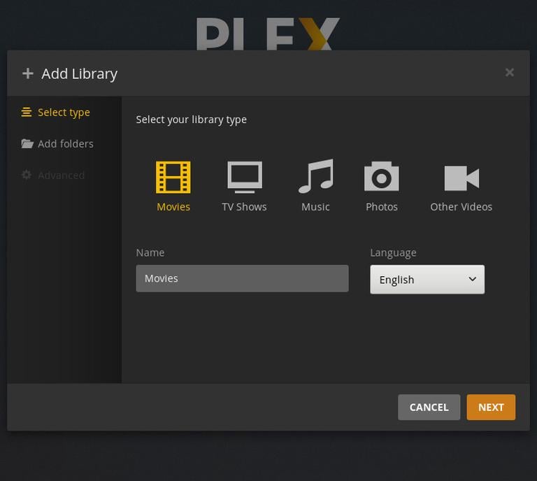 Plex Media Server Добавить библиотеку
