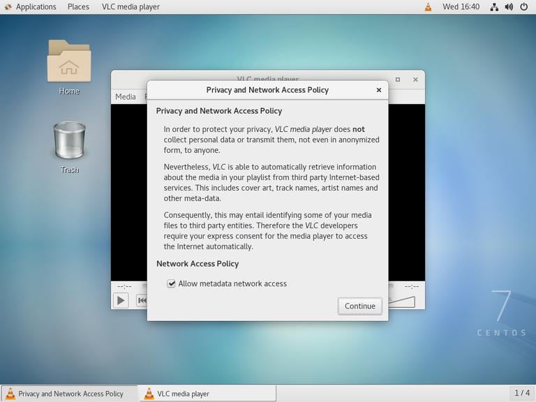 Политика CentOS VLC