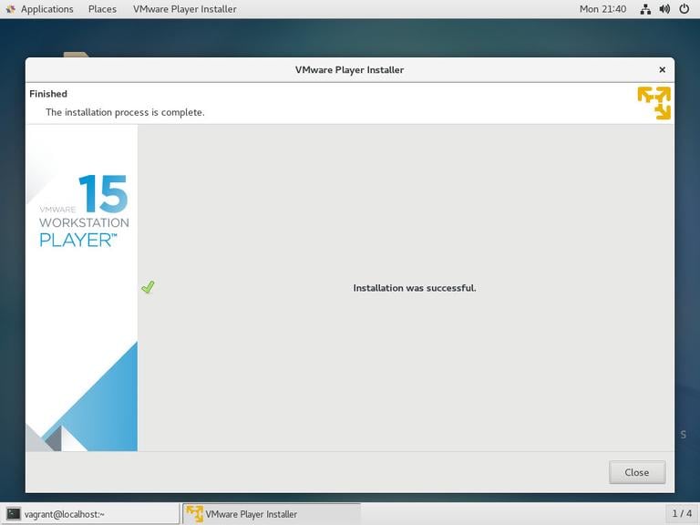 Centos VMware принимает установленный