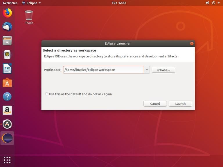 Рабочее пространство Ubuntu Eclipse