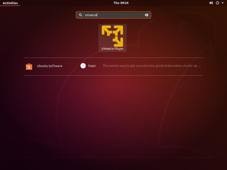 действия ubuntu VMware