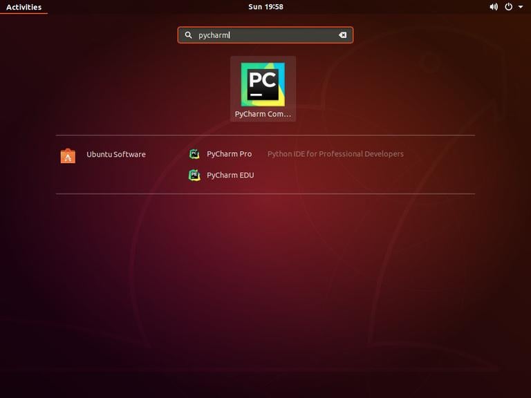 Запуск Ubuntu PyCharm