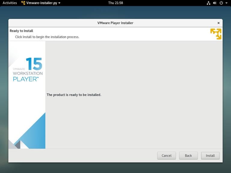 Debian VMware принимает лицензию