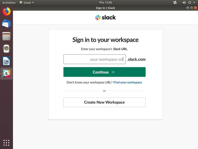 Ubuntu Slack Окно