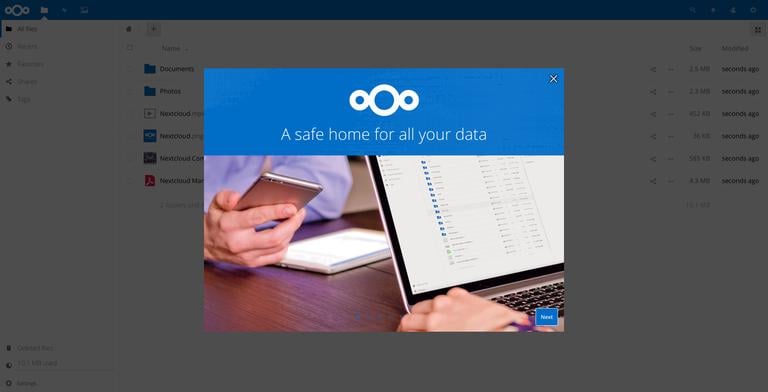 Панель управления Nextcloud