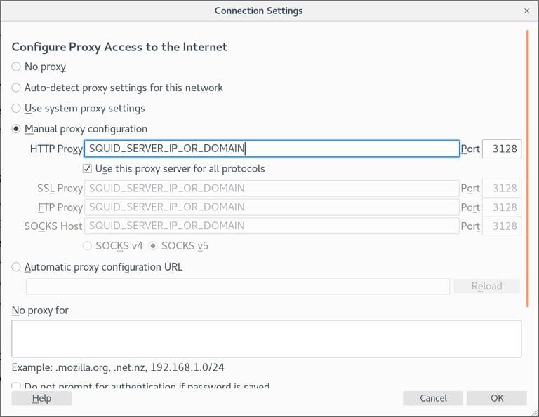 Прокси-сервер Firefox Squid